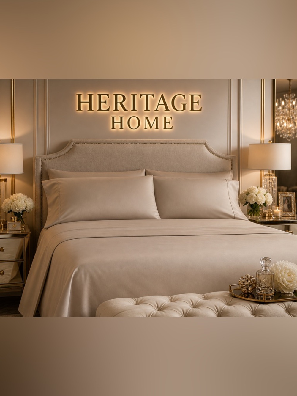 Heritage Home Taupe Beige Sheet Set 800 TC